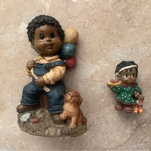 Adorable Kids Figurine Set with Balloons and Puppy